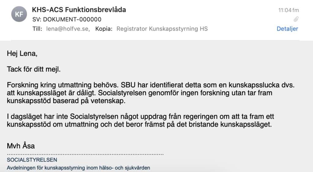 Socialstyrelsen om utmattning